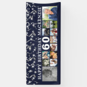 Birthday 12 Foto Collage Blue Silver Confetti Spandoek (Verticaal)