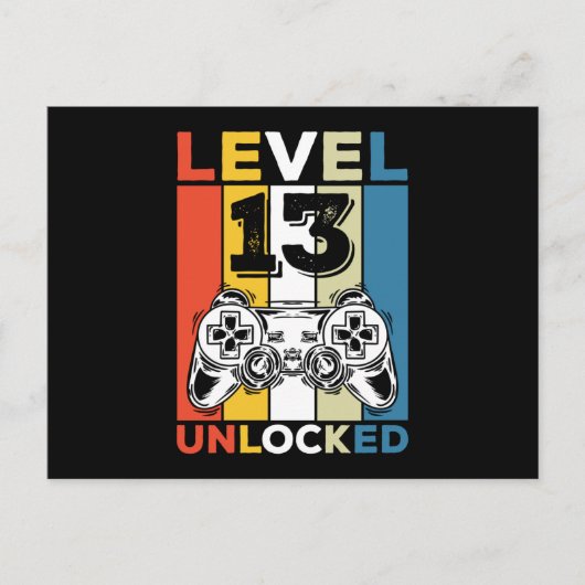 Birthday 13th Level Unlocked 13 Gaming Vintage Feestdagenkaart (Voorkant)
