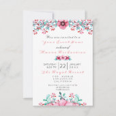 Birthday 16e Bridal Floral Pink Bohemian Sparkly Kaart (Voorkant)