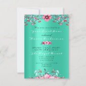 Birthday 16th Bridal Floral Pink Mint Roos Glitter Kaart (Voorkant)