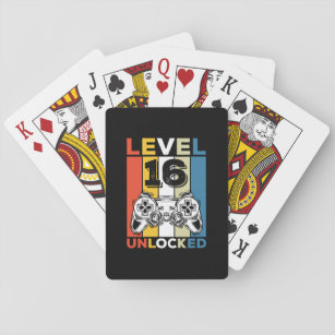 Birthday 16th Level Unlocked 16 Gaming Vintage Pokerkaarten