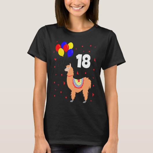Birthday 18 jaar lamafeest t-shirt (Voorkant)