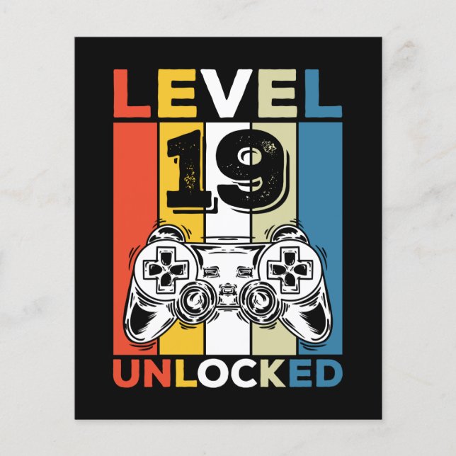 Birthday 19th Level Unlocked 19 Gaming Vintage (Voorkant)