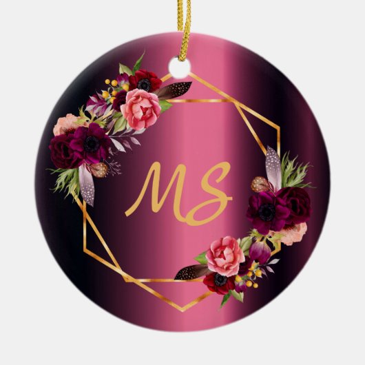 Birthday 21 filmmonogram met bruidswapens van vrie keramisch ornament (Voorkant)