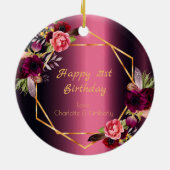 Birthday 21 filmmonogram met bruidswapens van vrie keramisch ornament (Achterkant)