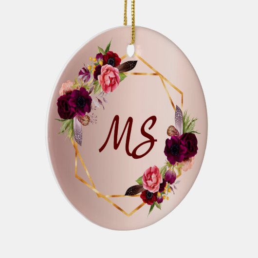 Birthday 21 roos goudflormonogram van vrienden keramisch ornament (Rechts)