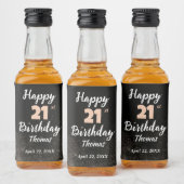Birthday 21 st Mannen zwart, wit elegant, aangepas Likeurfles Etiket (Flessen)