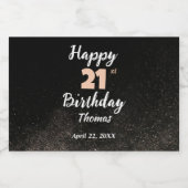 Birthday 21 st Mannen zwart, wit elegant, aangepas Likeurfles Etiket (Enkel label)