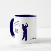 Birthday 40 Golfer Blue Silhouette Mok (Voorkant links)