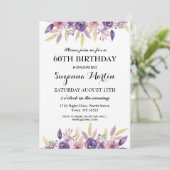 Birthday 40th 60th Lavender Floral  Invite Kaart (Staand voorkant)