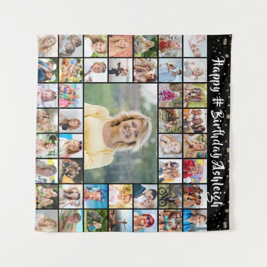 Birthday 45 Foto van Collage Confetti Brush Script Wandkleed (Voorkant (horizontaal))