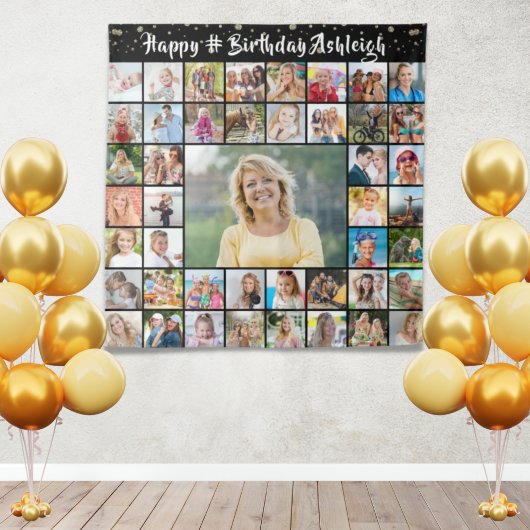 Birthday 45 Foto van Collage Confetti Brush Script Wandkleed