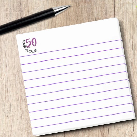 Birthday 50 and Fabulous Purple Black Typography Post-it® Notes