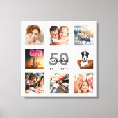 Birthday 50 douane foto collage wit monogram canvas afdruk (Voorkant)
