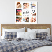 Birthday 50 douane foto collage wit monogram canvas afdruk (Insitu (Slaapkamer))