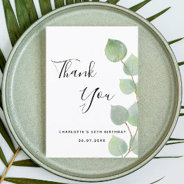 Birthday 50 eucalyptus greenery modern script bedankkaart