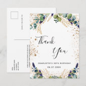 Birthday 50 eucalyptusgrienery dank u briefkaart (Voorkant / Achterkant)