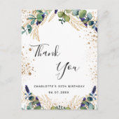 Birthday 50 eucalyptusgrienery dank u briefkaart (Voorkant)