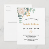 Birthday 50 florale eucalyptus goudgroene elegant briefkaart (Voorkant / Achterkant)