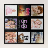 Birthday 50 foto collage zwarte vrouw legpuzzel (Horizontaal)