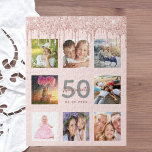Birthday 50 glitter druppelt foto roos goudroze legpuzzel<br><div class="desc">Een glamoureus en uniek 50e (of om het even welke leeftijd) verjaardagsgeschenk of -belang, die haar leven met een collage van acht van uw foto's vieren. Pas een naam, leeftijd 50 en een datum aan en voeg deze toe. Goud en donker roos goudkleurige letters. Elegant en trendy blush roze achtergrondkleur....</div>