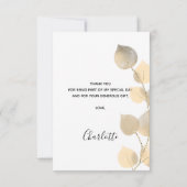 Birthday 50 gouden eucalyptuselegant bedankkaart (Achterkant)