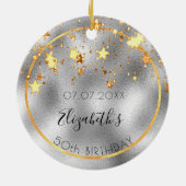 Birthday 50 zilveren goudsterren naam keramisch ornament (Achterkant)
