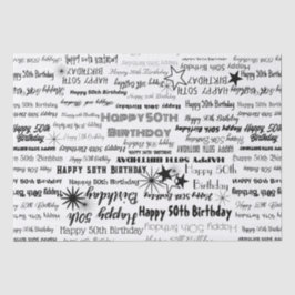 Birthday 50th of om het even welke Zwarte Doopvont Tissuepapier
