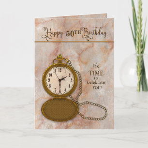 Birthday 50th Pocket Watch and Chain Kaart