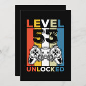 Birthday 53rd Level Unlocked 53 Gaming Vintage Kaart (Voorkant / Achterkant)