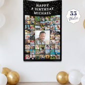 Birthday 55 Foto Collage aangepaste tekst en kleur Spandoek