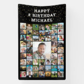 Birthday 55 Foto Collage aangepaste tekst en kleur Spandoek (Verticaal)