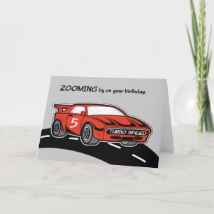 Birthday 5 Red Sports Car Kaart