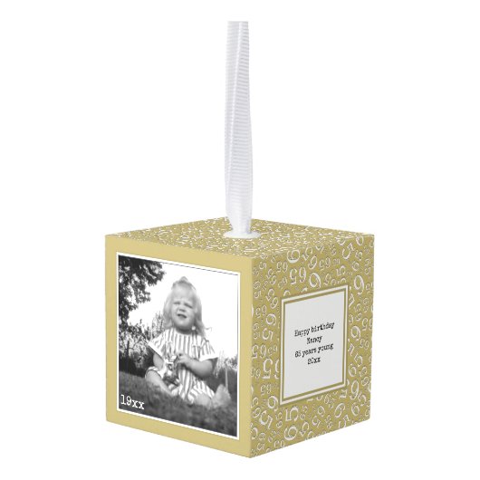 Birthday 65 Keepomwille - Gold/White Number Patter Decoratie (Achter hoekig)