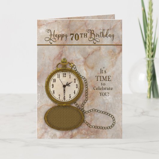 Birthday 70th Pocket Watch and Chain Kaart (Voorkant)