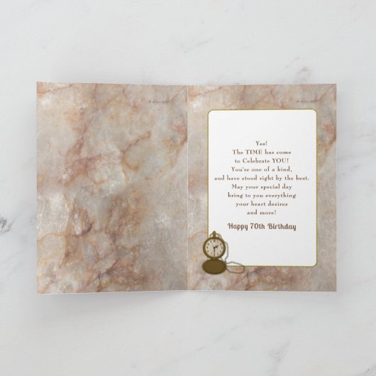 Birthday 70th Pocket Watch and Chain Kaart (Binnen)