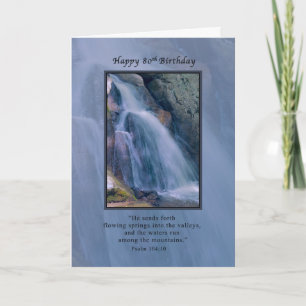 Birthday, 80th, Religious, Mountain Waterfall Kaart