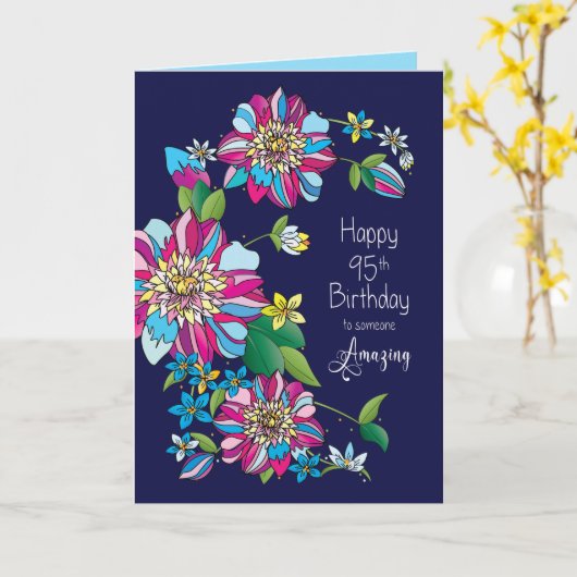 Birthday, 95th, heldere, kleurrijke bloemen kaart (Gele Bloem)