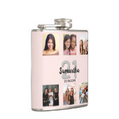 Birthday aangepaste foto collage roos goudmonogram heupfles (Rechts)