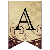 Birthday aanpassen - Decoratief goud en maroon Vlaggetjes (Tweede vlag)