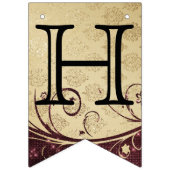 Birthday aanpassen - Decoratief goud en maroon Vlaggetjes (Eerste vlag)