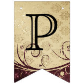 Birthday aanpassen - Decoratief goud en maroon Vlaggetjes (Derde vlag)