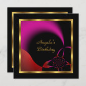Birthday Abstract Black Red Pink Gold Kaart (Voorkant / Achterkant)