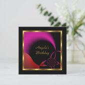 Birthday Abstract Black Red Pink Gold Kaart (Staand voorkant)