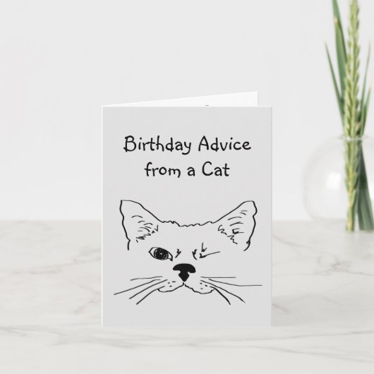 Birthday-advies van Winking Cat Fun Animal Humor Kaart (Voorkant)