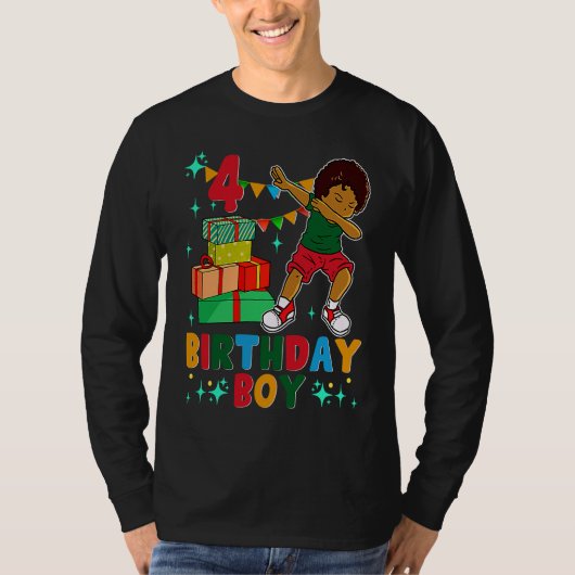 Birthday African American Boy 4th Birthday Young B T-shirt (Voorkant)