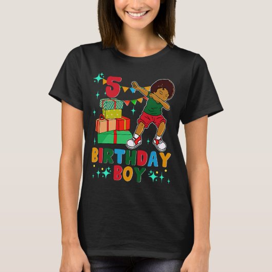 Birthday African American Boy 5th Birthday Young B T-shirt (Voorkant)