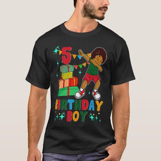 Birthday African American Boy 5th Birthday Young B T-shirt (Voorkant)