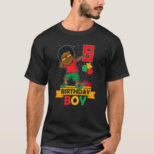 Birthday African American Boy 5th Birthday Young B T-shirt (Voorkant)