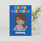 Birthday, Afrikaans-Amerikaanse Girl Summer Pool Kaart (Staand voorkant)